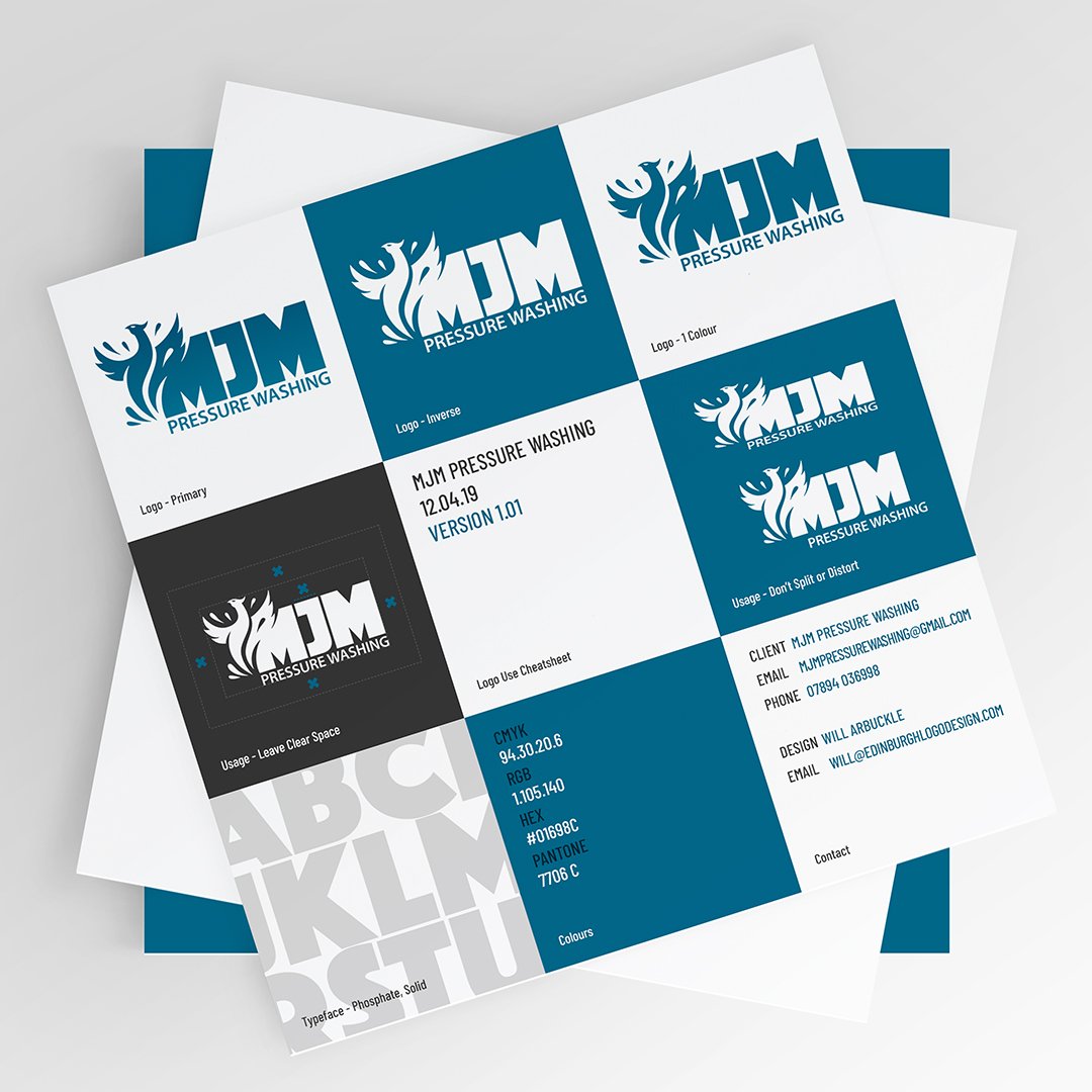 Another Logo Cheatsheet. This one was produced alongside the logo-redesign project we did recently for MJM Pressure Washing. It's basically a condensed logo-usage document. Handy! #logodesign #branding #cheatsheet