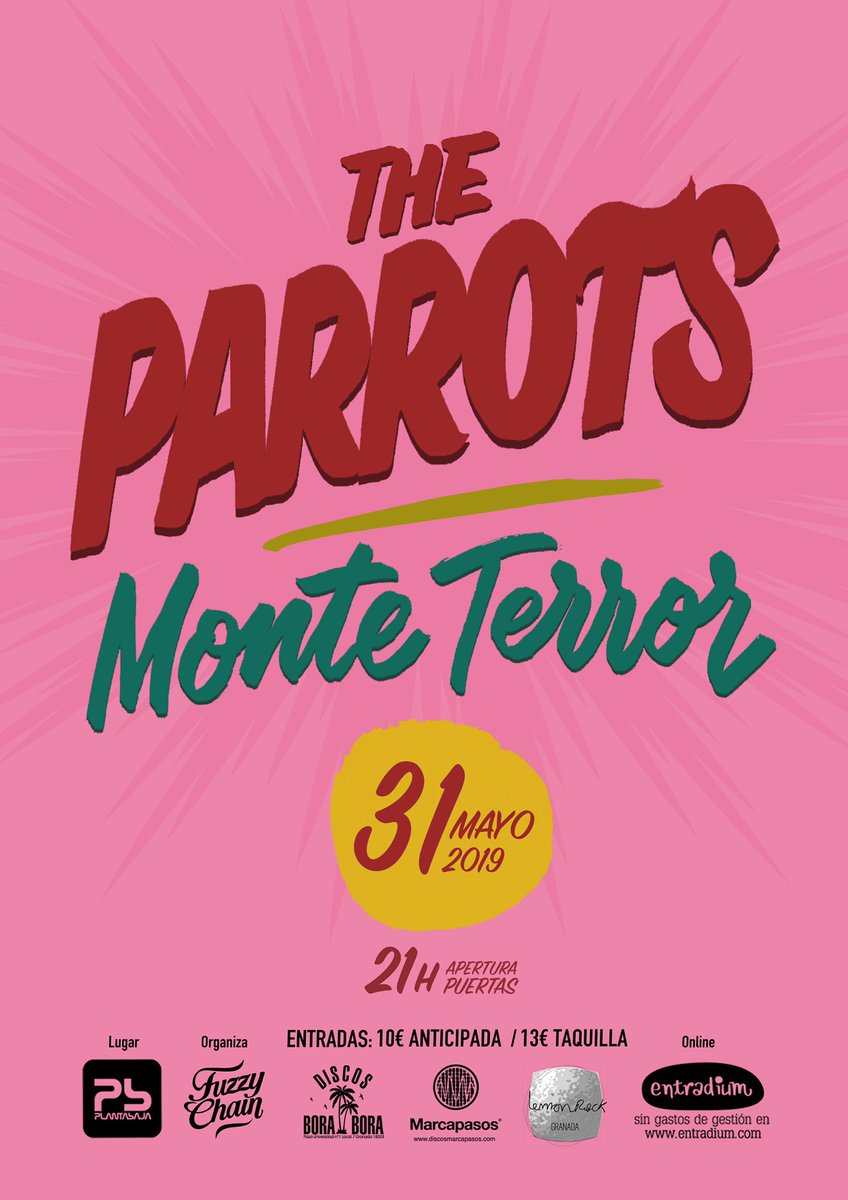 LO PROMETIDO ES DEUDA
Se han vuelto a alinear los astros para poder contar con dos de las bandas que más nos gustan y que en mejor estado de forma están: <a href="/theparrotsband/">The Parrots</a> y <a href="/MonteTerror/">Monte Terror</a> 
31 de mayo en <a href="/salaplantabaja/">Planta Baja</a> 
LET'S DO IT AGAIN!