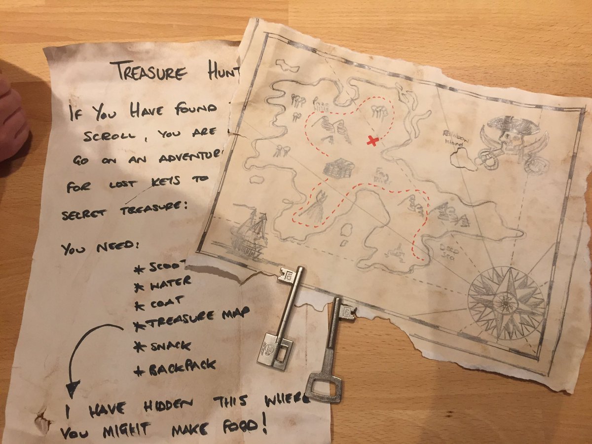 Trav311's tweet photo. Excited for our home made Treasure Hunt today in the great outdoors. I think I’m more excited about hiding keys and clues than my 3 year old is about finding them. #wortha2ambedtime https://t.co/MA3ihUUb38