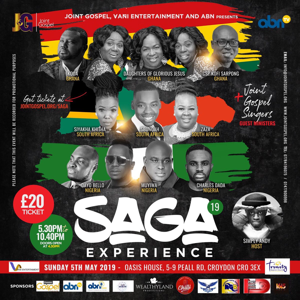 The #SAGAexperience is back!! Taking place Sunday 5th May <a href="/tbcoasishouse/">tbcoasishouse</a>. For tickets go to jointgospel.org/SAGA