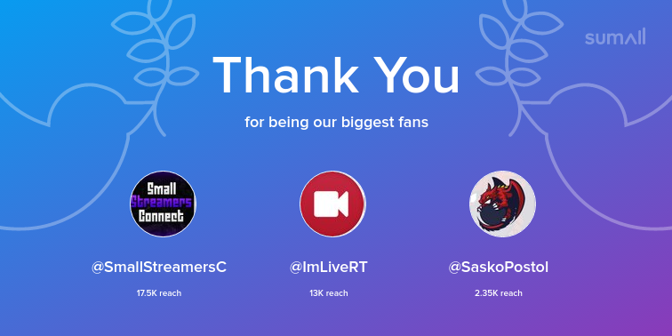 Electricgames01's tweet photo. Our biggest fans this week: @SmallStreamersC, @ImLiveRT, @SaskoPostol. Thank you! via https://t.co/xFhd6qx7iE https://t.co/qYfE6olQmp