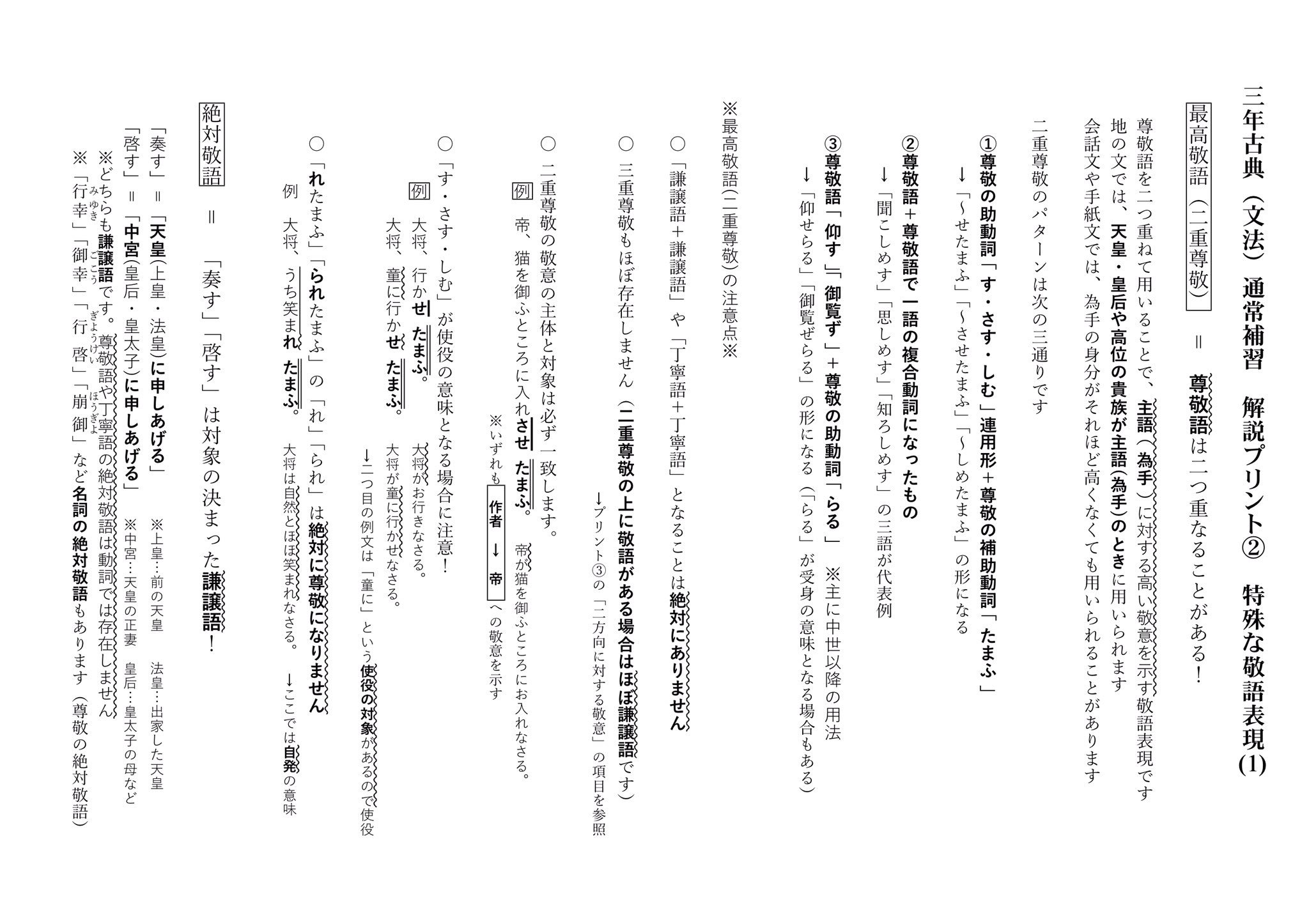 八神夕歌 やがみ ゆうか 私は 児のそら寝 の段階で 動詞と敬語を教える予定でいました ですから 昨年度作ったこの補習用のプリントをアレンジして 敬語の説明プリントも作ろうと思っていましたが それは来年度以降に この三枚で敬語は十分と思っ