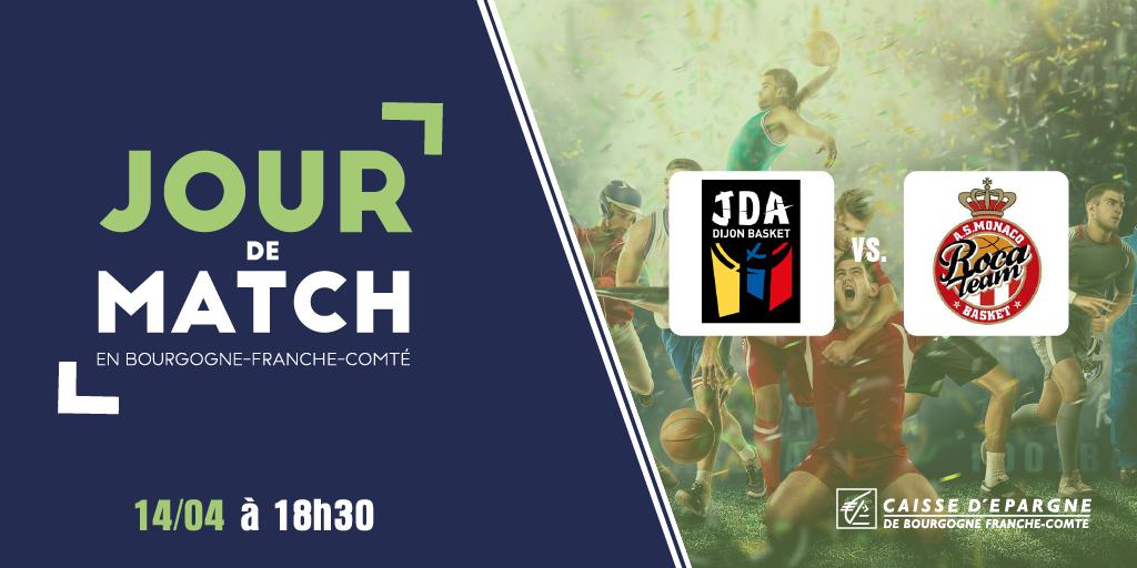 CaissEpargneBFC's tweet photo. Rdv à 18h30 au Palais des Sports de  #Dijon pour soutenir la @jdadijonbasket 🆚 @ASMonaco_Basket 

#JeepElite #Espritbasket #PartenariatCEBFC #TeamCEBFC https://t.co/zfx7XWRq5W