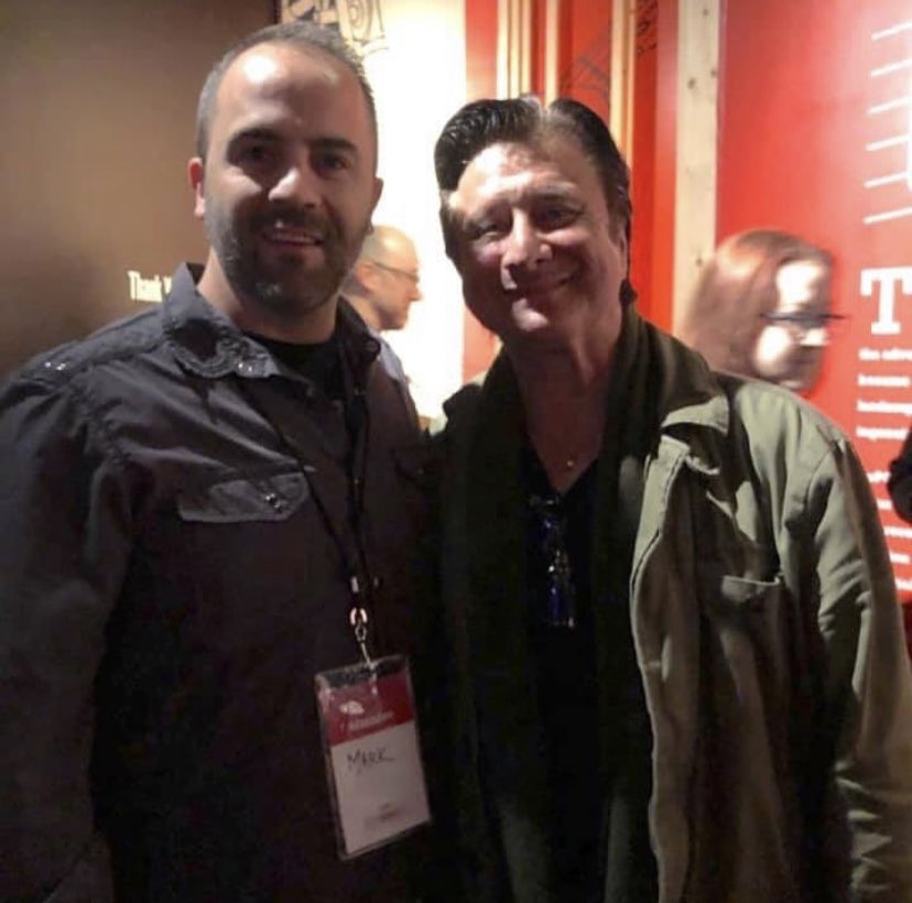 Lady_J50's tweet photo. Mark Skinner with Steve Perry More pics from at last nights event; Music and Grief at the Museum Of POP Culture, Seattle. Steve with Ann Powers, Jason King and #steveperry #steveperrymusic #frontman #singer #songwriter #composer #arenasinger #stadiumrocker https://t.co/1Oeo30iZY0