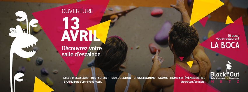 BLOCK'OUT METZ 👏 Ouverture DEMAIN !!!

Au programme:
- Session grimpe et Musculation pour les sportifs.
- Découverte de la carte du restaurant La Boca
- Session bien-être avec le sauna - hammam.
- Clôture de la journée avec « @TheBrassMachines » 🎵
