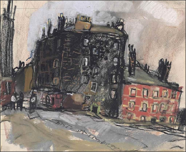 Joan Kathleen Hardy Eardley 
Blackand red tenement, Glasgow

#citylife #JoanEardley