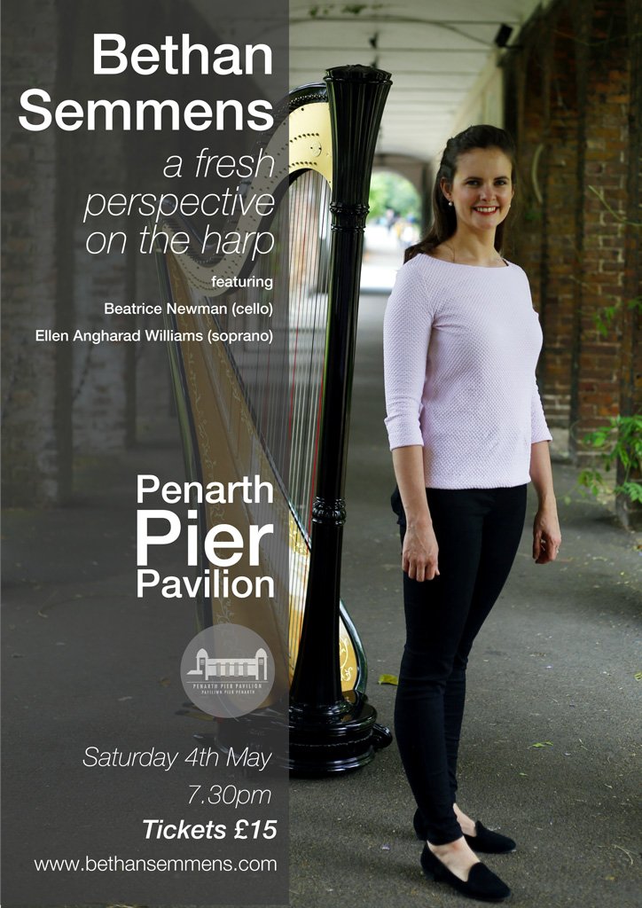 BSinfonietta's tweet photo. Three weeks today our Harpist @bethansemmens will be performing a solo concert at @PenarthPavilion. She will be joined by our Principal Cello @Beaman88 and Soprano @EllenAngharad. More information and tickets are available here: https://t.co/gTCJKyepvl https://t.co/sNQhAlYbtE