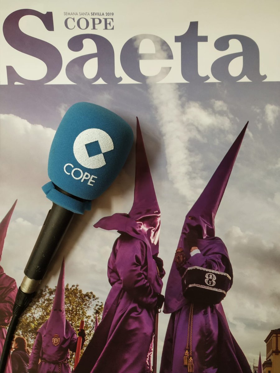 COPESevilla's tweet photo. ‼️A partir del #DomingoDeRamos 🌿 estaremos con vosotros desde @COPESevilla y 📲@saetaenssanta contándoos la última hora 🕒 de la #SantaSevilla19 🕯️
➡️Las retransmisiones darán comienzo el #Domingo a las 16 h en #CopeMásSevilla (105.8 FM)📻 https://t.co/GKGwRMksXp