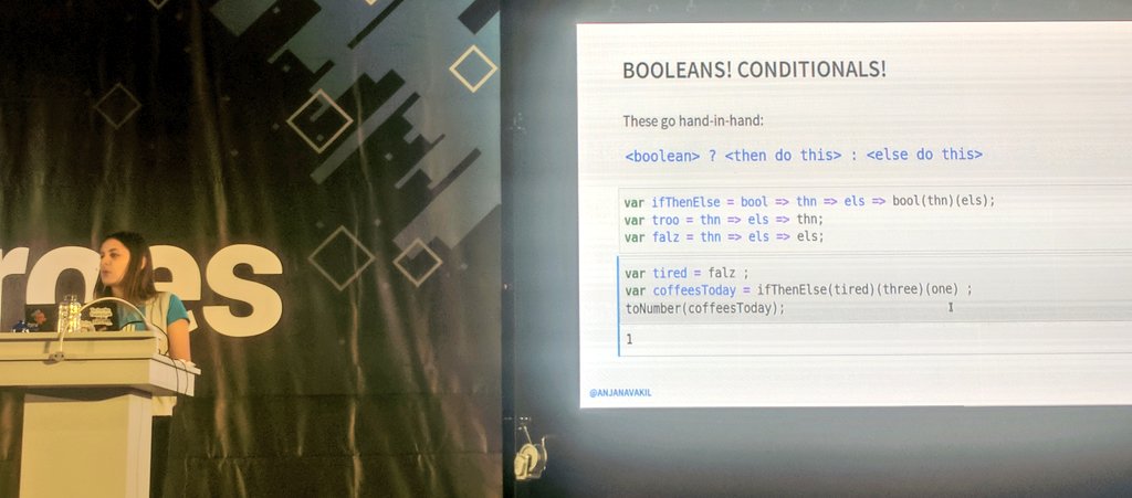 daisysmells's tweet photo. 🍭 The enthusiasm and energy that @AnjanaVakil brought to her talk @jsheroes was phenomenal 😂 First time someone's kept me in stitches during a talk while teaching me some intense mind boggling lambda calculations. LIVE. 🌋👩‍🚀
#devdevwomen #womenintech
#javascript #JSHeroes https://t.co/5m0pOjsm29