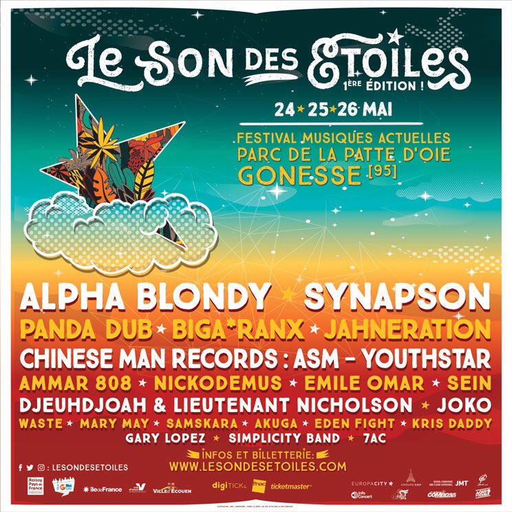 lesondesetoiles's tweet photo. ⭐️ Voici la programmation complète du festival le Son des Étoiles ! ⭐️
—————————————————
@ThePandaDub • @NickodemusNYC • @ASMastateofmind • @JayYouthstar  

#musicfestival #lesondesetoiles #reggae #dub #world #event https://t.co/BZ5OdXD9fj