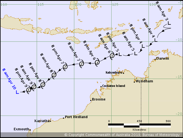 BOM_WA's tweet photo. Severe Tropical #CycloneWallace was the 8th tropical cyclone in the Australian region and the 3rd off the northwest WA coast for the 2018/19 season. Check out the summary and track: https://t.co/k0z67IL3TH https://t.co/CvUBYUf3LZ