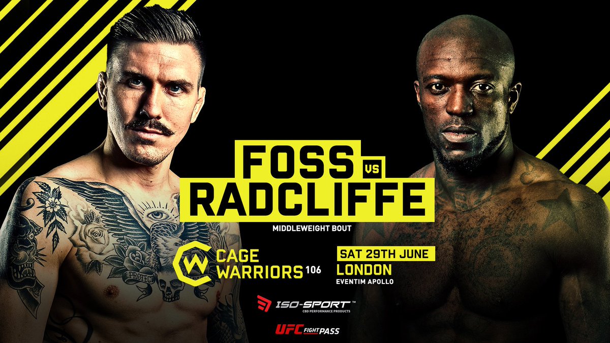 Cage Warriors (@cagewarriors) on Twitter photo Middleweight madness in London!! 🇬🇧🔥
Håkon Foss vs Jason Radcliffe goes down at #CW106: Night of Champions 🏆
June 29th // <a href="/EventimApollo/">Eventim Apollo</a> Middleweight madness in London!! 🇬🇧🔥
Håkon Foss vs Jason Radcliffe goes down at #CW106: Night of Champions 🏆
June 29th // <a href="/EventimApollo/">Eventim Apollo</a>