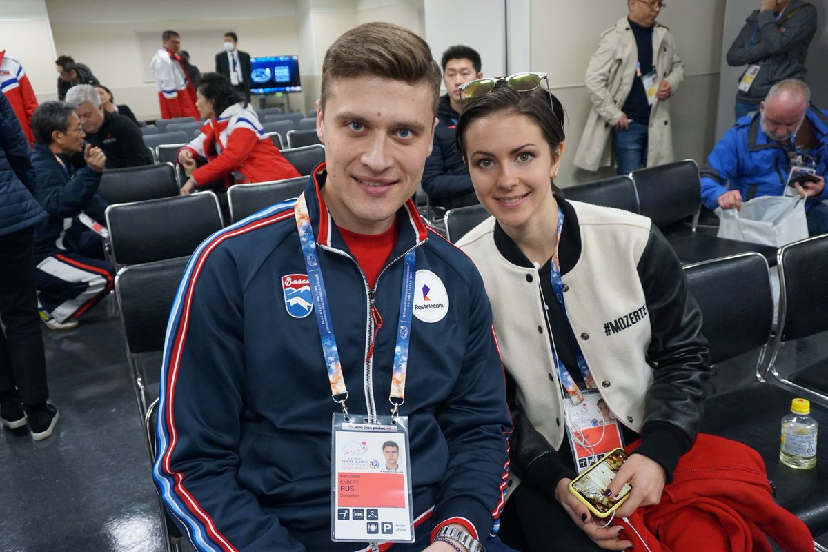 goldenskate's tweet photo. #NataliaZabiiako #AlexanderEnbert 1. Pairs SP #WTTFigure 
AE: It was great. This festive atmosphere &amp; team spirit is interesting. 
NZ: When you get to skate it is like in any other competition, but it is different when you get off the ice and the team is waiting. #figureskating https://t.co/xuqip7IYRZ