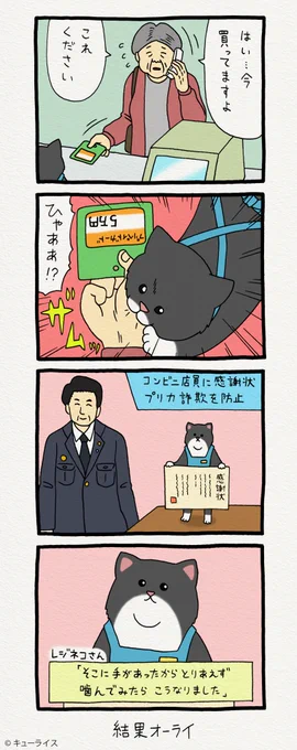 4コマ漫画レジネコ。「ほら！私の目に狂いはなかった！」by店長 