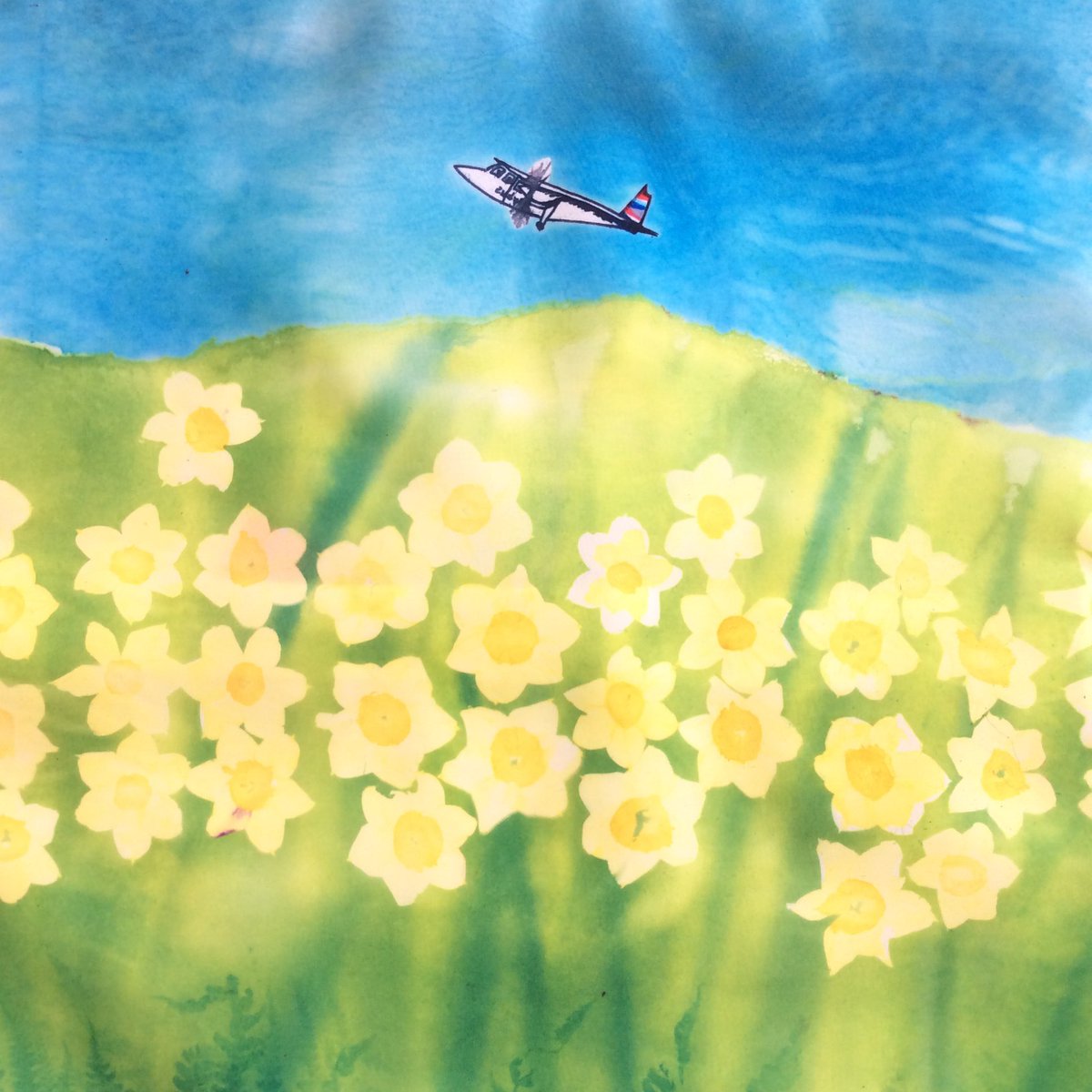 PhoenixScilly's tweet image. For all fans of flying, Scilly and spring! Julia’s fun, funky and fabulous cushion cover. #art @IOSTravel #spring #springflowers #islesofscilly #UnitedKingdom