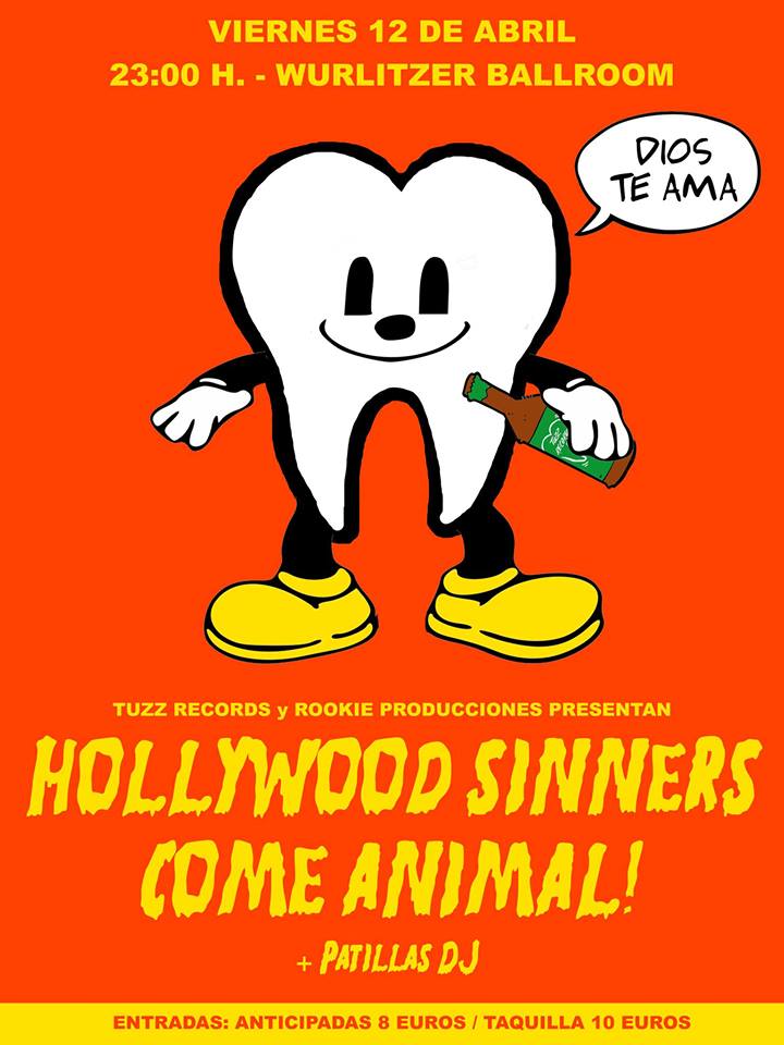 Esta noche tenemos gran Late Night Show garajero-punkero en <a href="/wurlitzerballro/">Wurlitzer Ballroom</a> !!

HOLLYWOOD SINNERS
COME ANIMAL!
+ EL PATILLAS DJ

Aún puedes pillar anticipadas por aquí: entradium.com/es/events/fies…