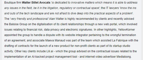Alan Walter (@alan_walter) on Twitter photo Walter Billet Avocats progresse dans le classement "IT, Télécoms & the Internet" de <a href="/thelegal500/">The Legal 500</a> - lnkd.in/gtGdQcH Walter Billet Avocats progresse dans le classement "IT, Télécoms & the Internet" de <a href="/thelegal500/">The Legal 500</a> - lnkd.in/gtGdQcH