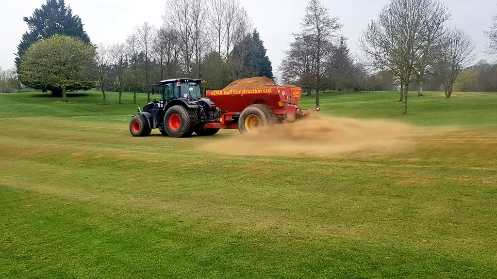 Maintenance Crew top-dressing fairways <a href="/ArdeeGolf/">Ardee Golf</a> Louth, #turfimprovements #DARGolfConstruction