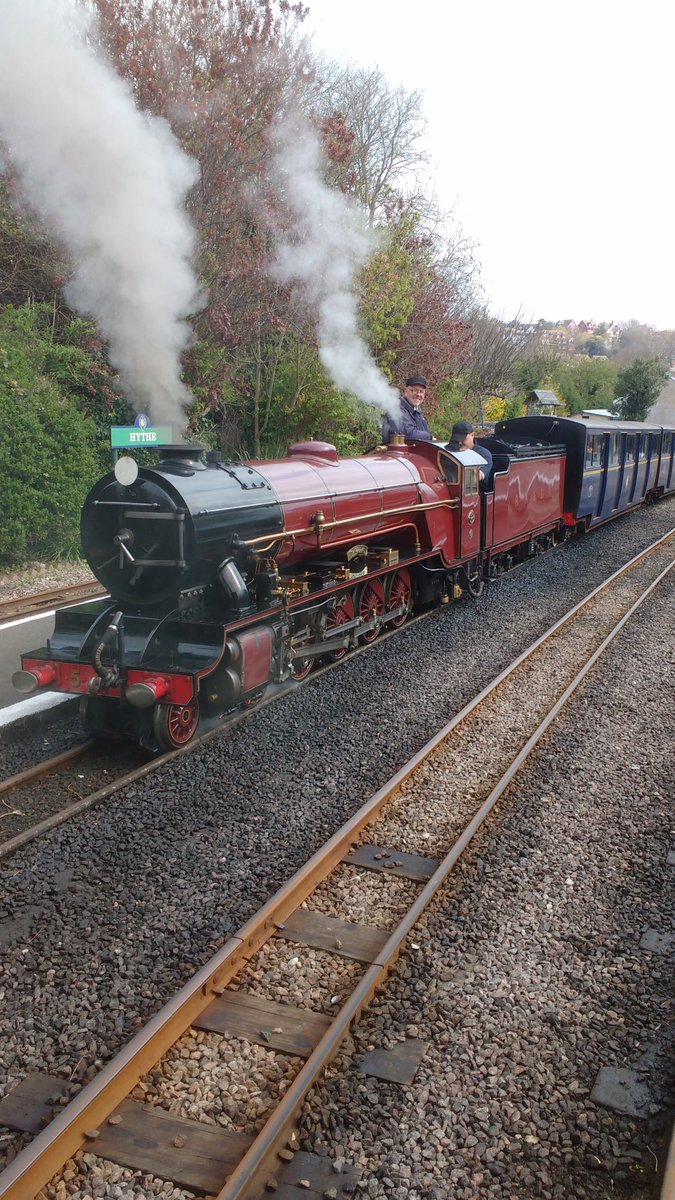 First train <a href="/rhdr/">RHDR</a> leaves #Hythe with trainee Phil and tutor Ian on board. Green service in operation today running from #hythe to #dungeness with Hercules, Winston Churchill, Southern Maid and Hurricane in service.