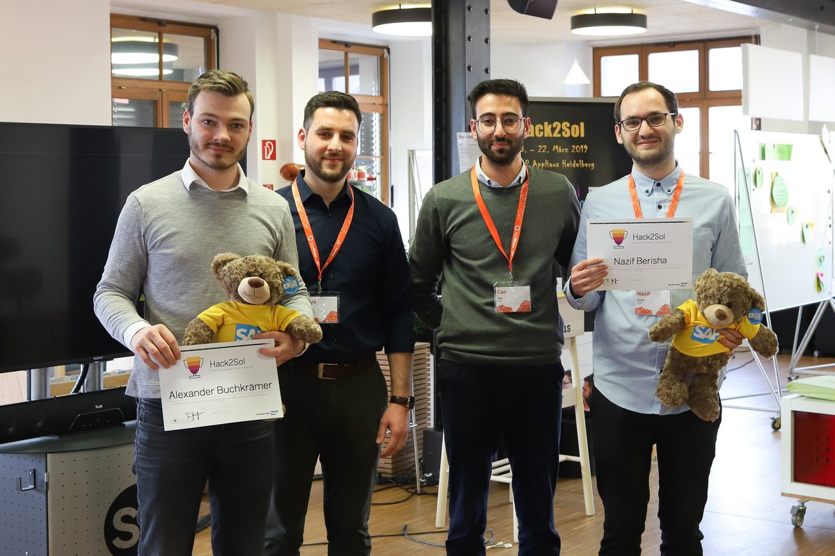 uniper_energy's tweet photo. Last week 2 colleagues joined a @SAP #hackathon: #Hack2Sol.
We provided an #EnergyStorage use case: how can we measure key values in the wide plant area more efficiently?
Congrats to the participants who prototyped a promising mobile #app which features #MachineLearning & #OCR! https://t.co/R3aHomBJ2r