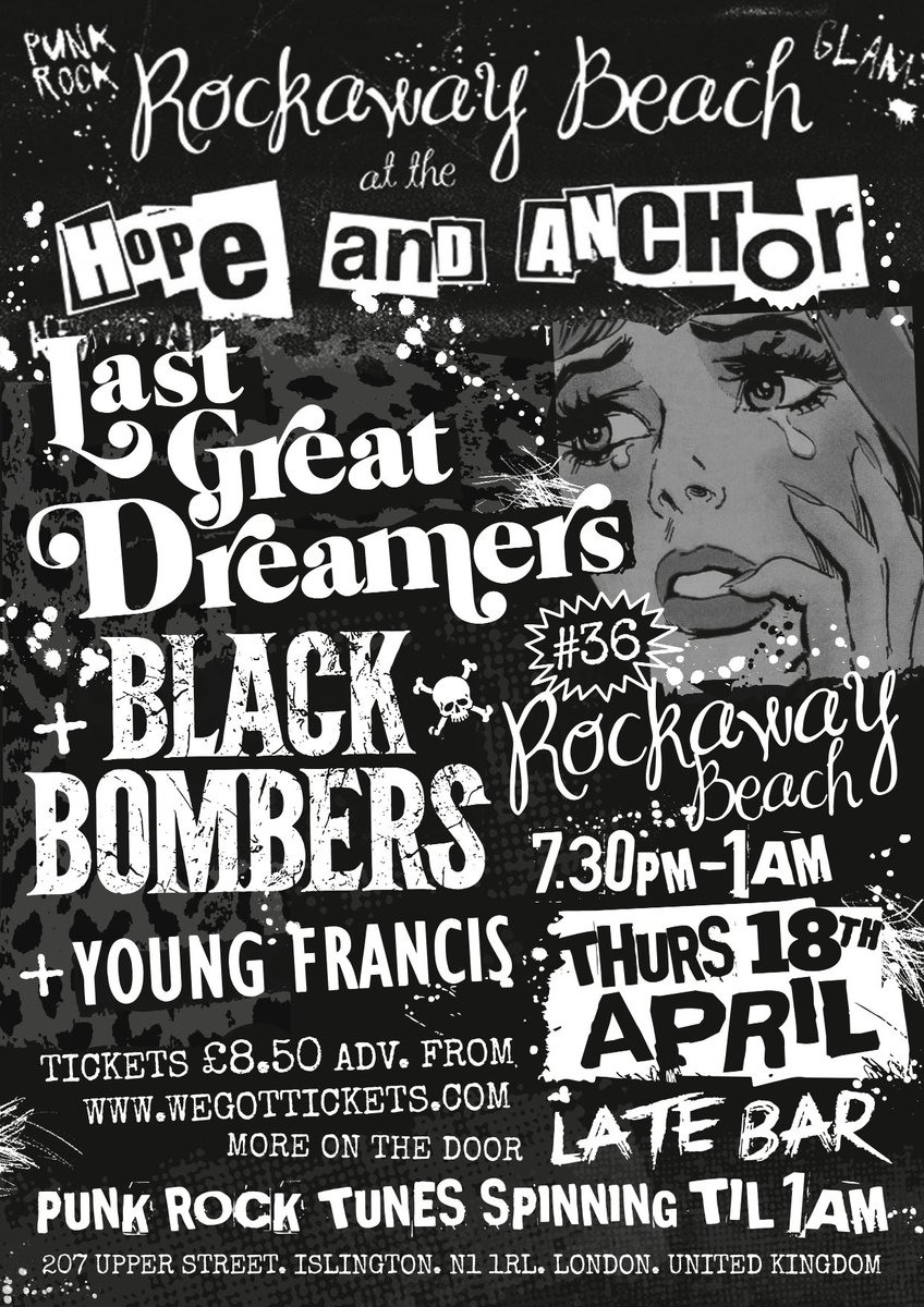 Six Day Countdown ...Adv Tickets £8.50 On line at wegottickets.com/event/459898 Rockaway Beach #36.. Bring You a Fantastic Night Of Rock n Roll ..Last Great Dreamers And The Black Bombers On The Same Bill + Young Francis <a href="/BLACKBOMBERS_/">BLACK BOMBERS</a> <a href="/LGDreamers/">Last Great Dreamers</a> @ViveLeRock1 @RealGerryRanson