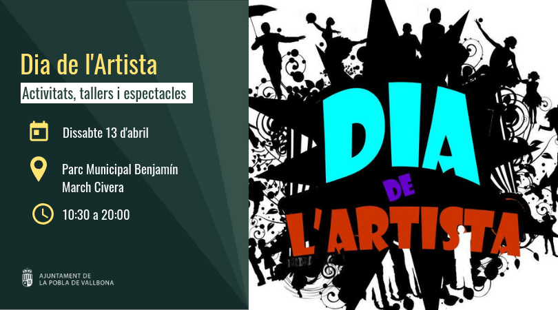 🎭 Dia de l'Artista 🎨
Demà dissabte celebrem el Dia de l'Artista! Des de les 10:30 fins les 20:00 podreu disfrutar de diferents tallers i espectacles per a tots els públics en el Parc Municipal Benjamín March. Vos esperem!