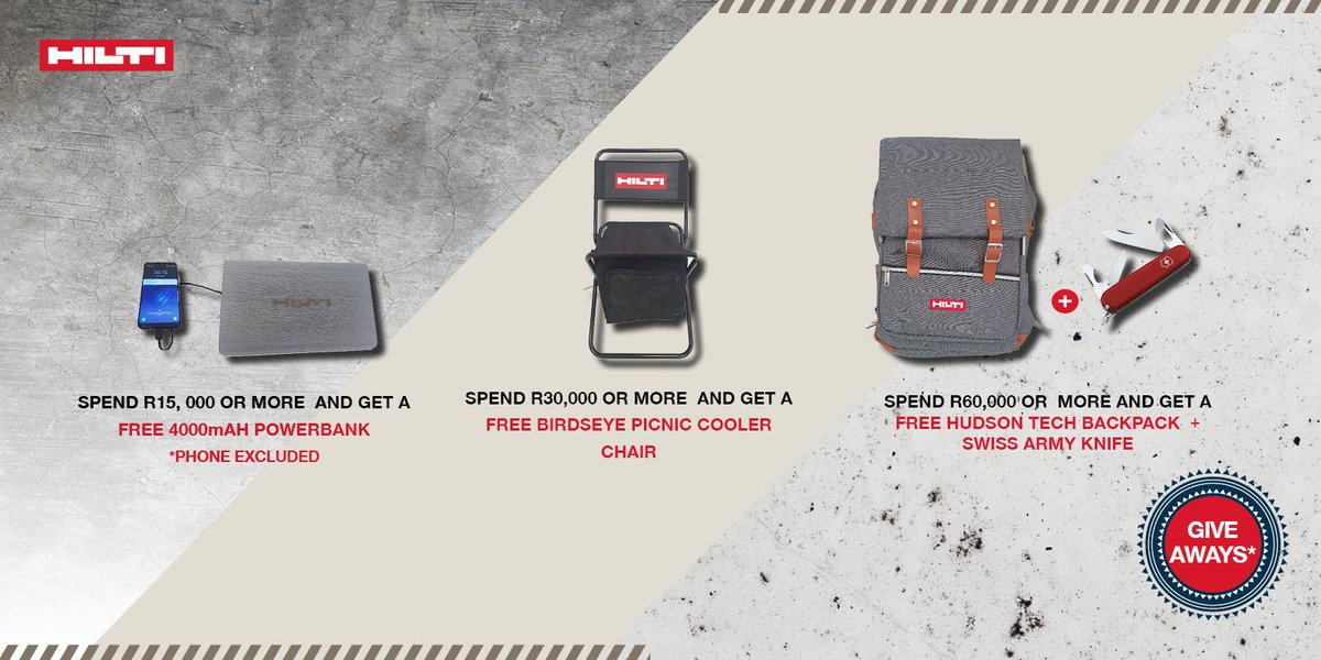 HiltiSAfrica's tweet image. Four hours till its over!
Hilti Stores are alive with excitement! 
Photo credit: Hilti Store East London and Waterfall.

Take a look at the amazing giveaways==&amp;gt;hilti.link/EDO
#HiltiZA #AprilTools #Powertools