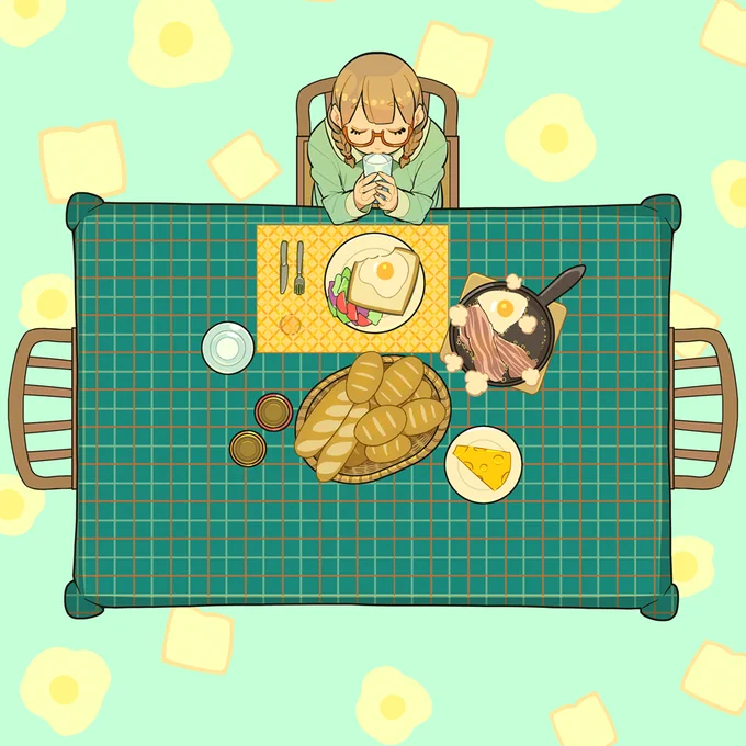朝食をしっかり食べる女の子🍞
#パンの日 