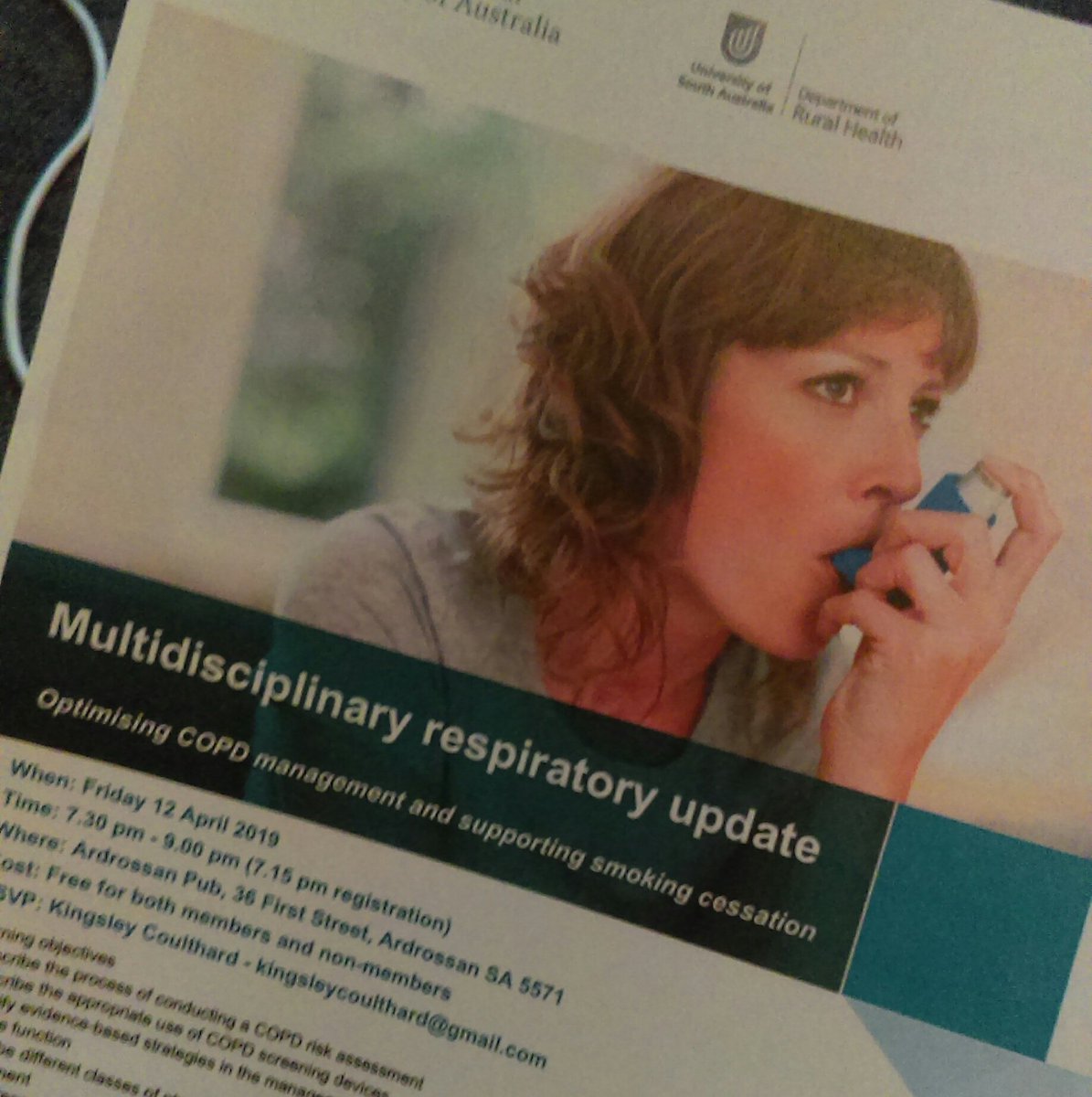 JacintaAdelaide's tweet image. Great to be presenting with Dr Kerry Hancock at the @PSA_National &amp;amp; @UniversitySA #RuralHealth #MultiD respiratory update in Ardrossan tonight! Nurses, pharmacists &amp;amp; GPs learning together! #SmokingCessation