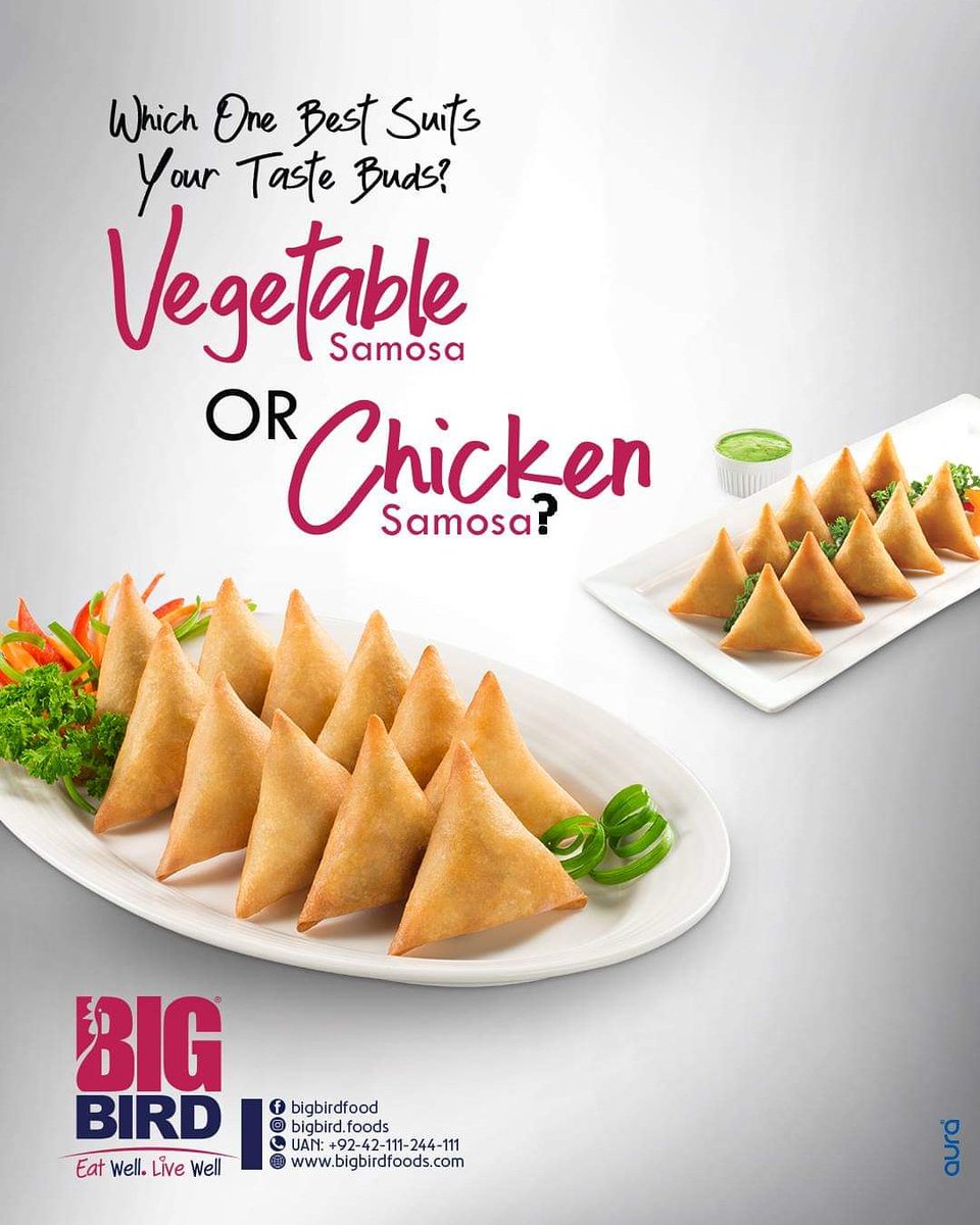 bigbirdfoods's tweet photo. We give you a difficult choice but you have to pick one from the super scrumptious meals.
Vegetable Samosa or Chicken Samosa. Which one is your favorite?
#BigBirdFoods #foodies #healthyfoods #bestfood #enjoy #visitnow #VegetableSamosa #ChickenSamosa https://t.co/LROsMYNlkA