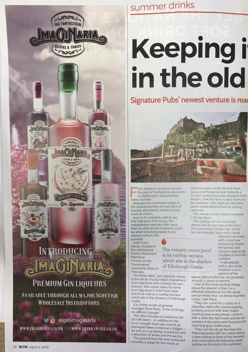 GinImaginaria's tweet photo. Our Scottish Launch has begun!!, great to be featured in @TheSLTN this week!, reaction in Scotland so far has been phenomenal! #ginliqueur @Dunnswholesale @InvMorton https://t.co/CRfNw4MLLR