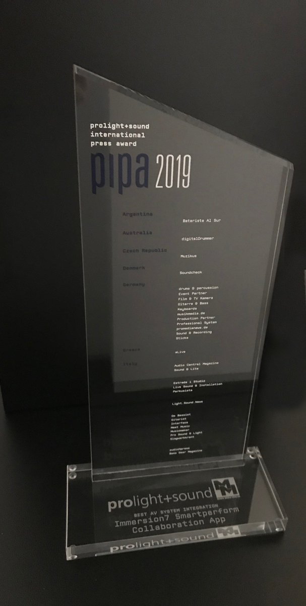 Prolight+Sound International Press Award

Mit großer Freude konnten wir für die smartPerform Collaboration App in der Kategorie 'Best AV System Integration' den pipa-award entgegennehmen! <a href="/pls_frankfurt/">Prolight + Sound</a> @ProfessSystem