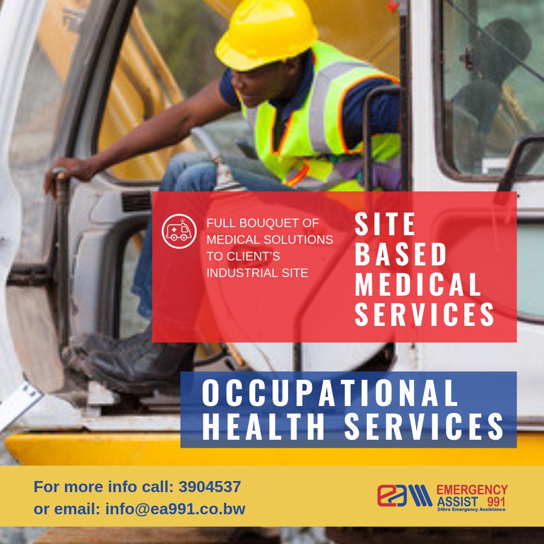 ea991_botswana's tweet photo. #SiteBased #MedicalServices
Emergency Assist 991 has the capability to deliver a full bouquet of medical solutions to a client’s industrial site including:

#Onsite clinic management
#Primary &amp; Occupational health services

For more infor call 3904537 or email info@ea991.co.bw https://t.co/JDDszYcprF