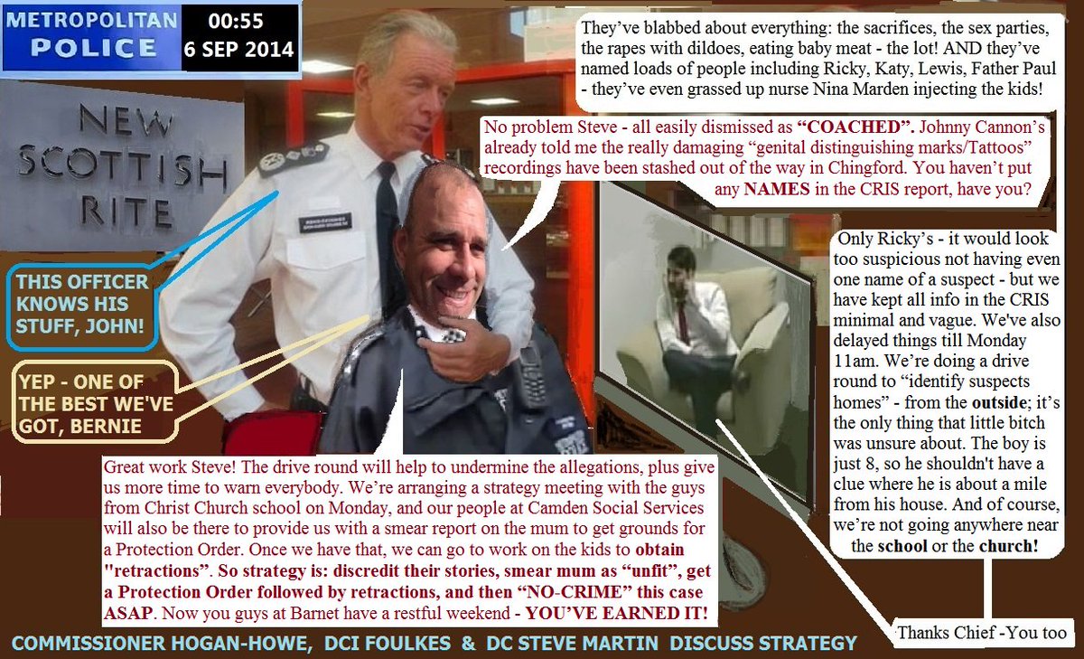 Commissioner Hogan-Howe, DCI Foulkes &amp; DC Martin discussed "strategy” after alisa &amp; gabriel had given their first police interviews &amp; told Martin EVERYTHING. The recordings with the children describing specific genital marks on NAMED school staff HAD ALREADY BEEN CONCEALED.