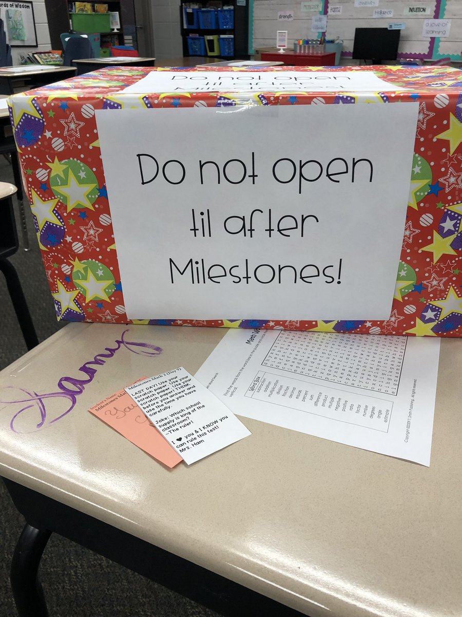 4mamaHam's tweet photo. LAST DAY of Georgia Milestones testing for my 4th graders! #KESBetheOne to finish strong &amp; get to open this box! @KESDragons https://t.co/w5Wqu5EuzO