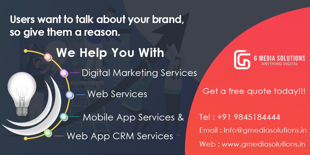 GMediaSolution1's tweet photo. Give them a reason to talk about it and we help you to do it in a greater way.
Then what you
#gmedia #gmediasolutions #gmediasolutionsbangalore #gmediabangalore #anythingdigital #digitalmarketing #socialmedia #website #websitedevelopment #websitedesign #mobileapp #seo #ppc #brand https://t.co/E7XouomVWy