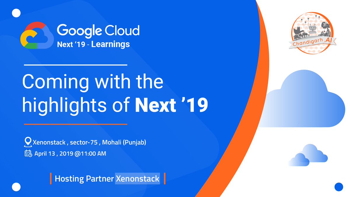chandigarhai's tweet photo. We are all set to discuss the  highlights of Google Cloud Next'19. Grab  the learning opportunity and  book your free slot now. Looking forward  for your presence.   #GoogleCloudNext #Meetup #Chandigarh #GoogleCloud #DevOpsMeetup #DevOpsEvents  
https://t.co/jGQd9uqtxN https://t.co/mgc0jJLK1k