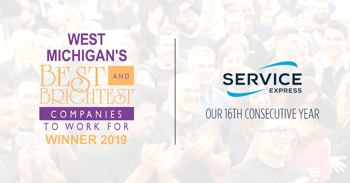 ServiceExpress's tweet photo. We’re one of West Michigan’s Best and Brightest Companies to Work For® for the 16th year in a row! Congrats to our entire Grand Rapids team for once again bringing home this honor. #101BB https://t.co/73fXMECf5h