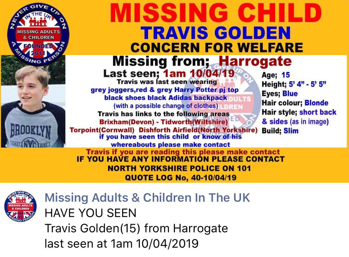 CO_AFC's tweet photo. Despite 80 vol staff scouring Harrogate, Knaresborough, Ripon and the surrounding countryside, Travis is still missing. The family are being looked after by our very capable welfare team.

Tonight will be Travis’s third night away from home. 

*Please share widely*
@NYorksPolice https://t.co/nmELP8UgK5