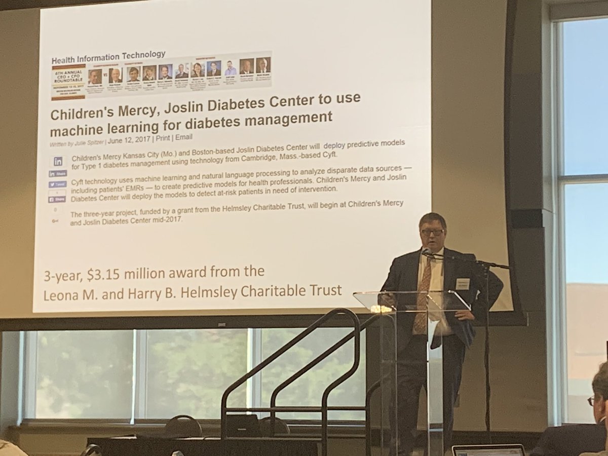 kedkyler's tweet photo. Dr. Clements (@drdrmark) presenting on use of #MachineLearning in improving glycemic control for kids with type 1 DM. So cool! #MWBioinformatics @BioNexusKC https://t.co/Jnq8RdoSkl