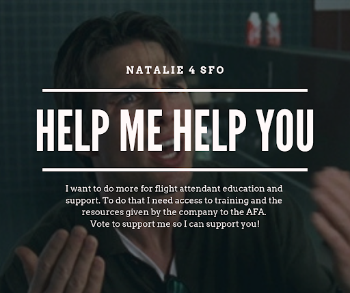 Natalie4SFO's tweet photo. I'm looking to help FAs. I do it now already on my own time, but I need more resources and education to help. Help me to help you by voting to support me! https://t.co/HADyS7NLOF