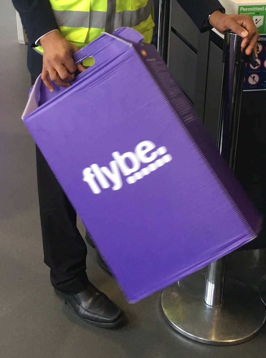 Fargoan's tweet image. Just had £50 extorted from me by @flybe because my bag was 1 cm too wide to fit in their hi-tech cardboard box. Total BS.