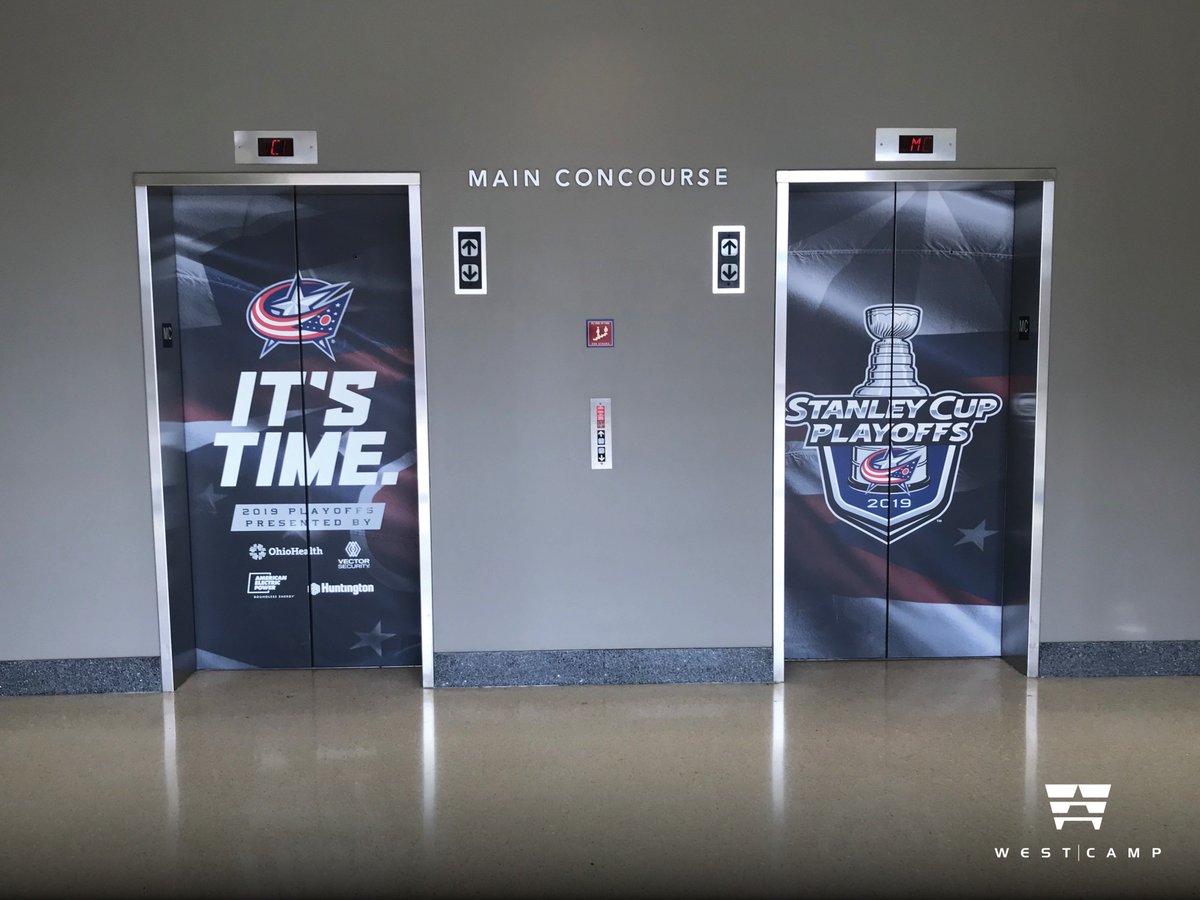 IT'S TIME - Playoff's 2019 🏒🥅 <a href="/BlueJacketsNHL/">Columbus Blue Jackets</a> 
Display Graphics by <a href="/westcamppress/">WestCamp</a> 
#PressForward #CBJ #ItsTime #Playoffs #sportsgraphics #windowgraphics #banners #5thline
