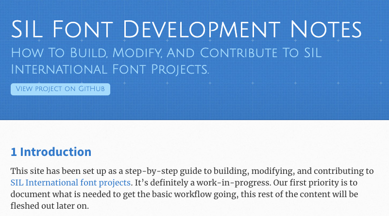 silfonts's tweet image. Want to build, modify, and redistribute our font projects? Here's a new guide to get you set up with our free/libre tools and workflow. You can also use the workflow for your own projects!  silnrsi.github.io/silfontdev/