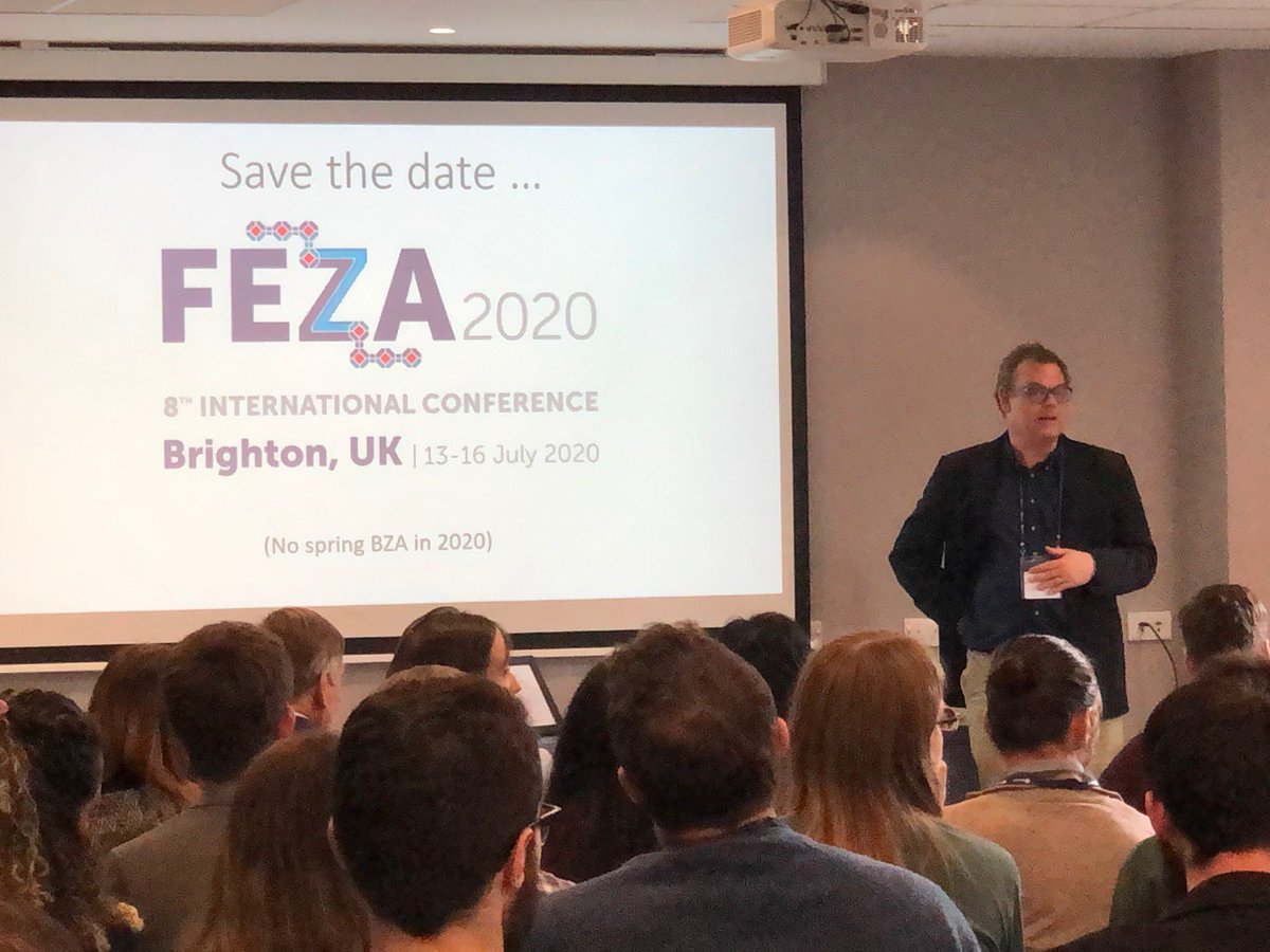 At #BZA2019, <a href="/rob_bell_/">Robert Bell</a> announces further details of #FEZA2020, which is being organised by <a href="/BritishZeolite/">BZA</a> and is to be held in Brighton, here in the UK, from 13th-16th July 2020...