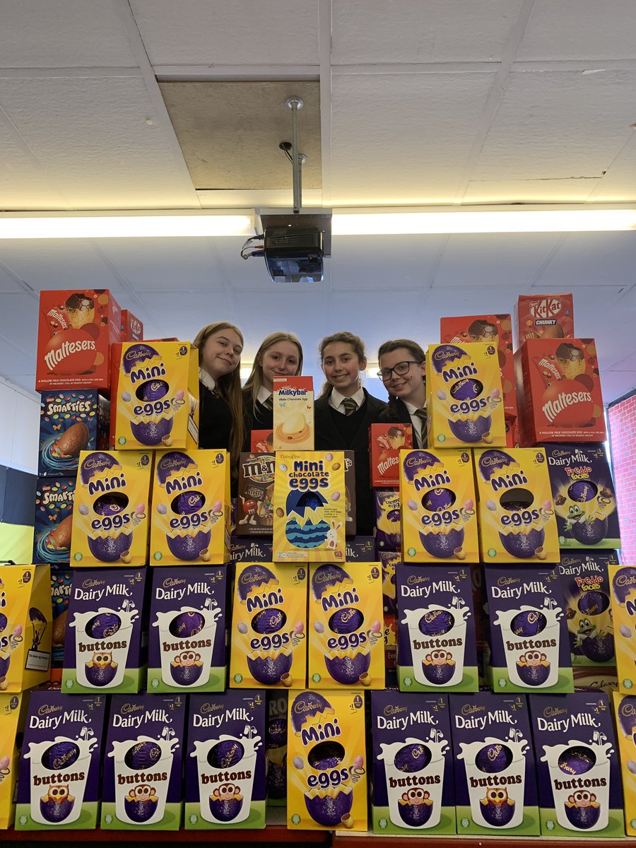 So many Easter eggs you can hardly see some of our Interact members! Thanks to our generous pupils and staff, <a href="/stjosephscomp/">St. Joseph's Catholic School</a> will be donating over 100 eggs to disadvantaged children in our area. <a href="/Rotary/">Rotary International</a> <a href="/964thewave/">964thewave</a>