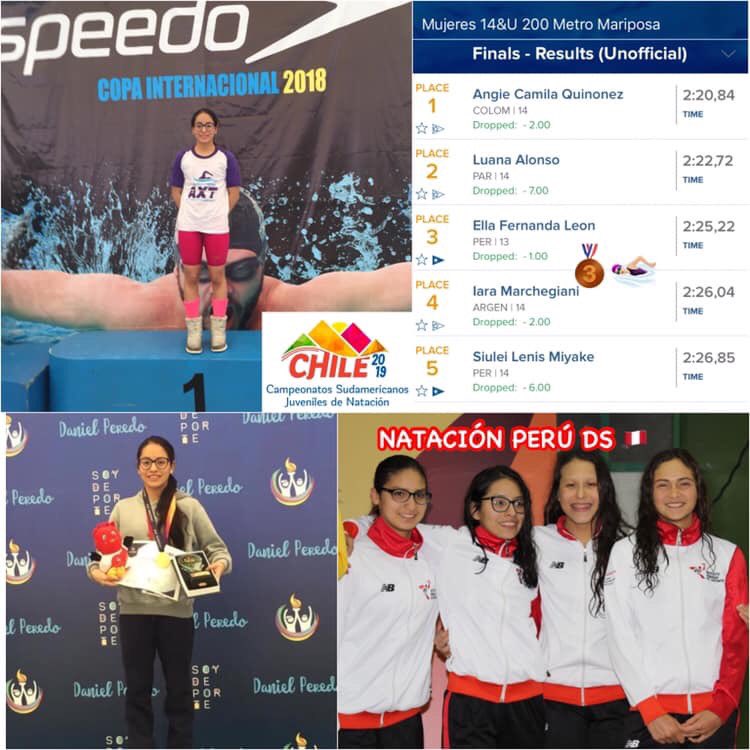 NataPeru_DS's tweet photo. Campeonato Sudamericano de Deportes Acuáticos Chile 🇨🇱 2019 Fecha 3 - 200 Mariposa Juv A Damas: Fernanda Leon logró la medalla de Bronce 🥉 (2:25.22) Felicitaciones 🏊🏻♀️🇵🇪 #suda2019 #chile2019 #fdpn #fechida #consanat #fina #natacion #sudamericano #natacionperuds #natacionperu https://t.co/TlUgogjFOO