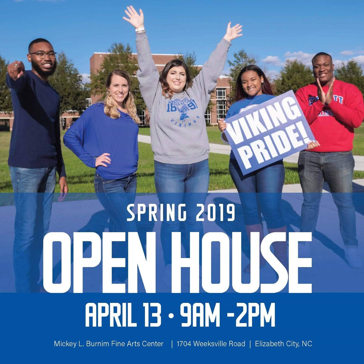 🗣 Spread the word!! Spring Open House is tomorrow, Saturday, April 13!
On-Site Registration begins at 9AM
Program begins at 10AM! 
#ChooseECSU #FutureVikings #ECSU23 #NCPromise
Learn more - ecsu.edu/openhouse