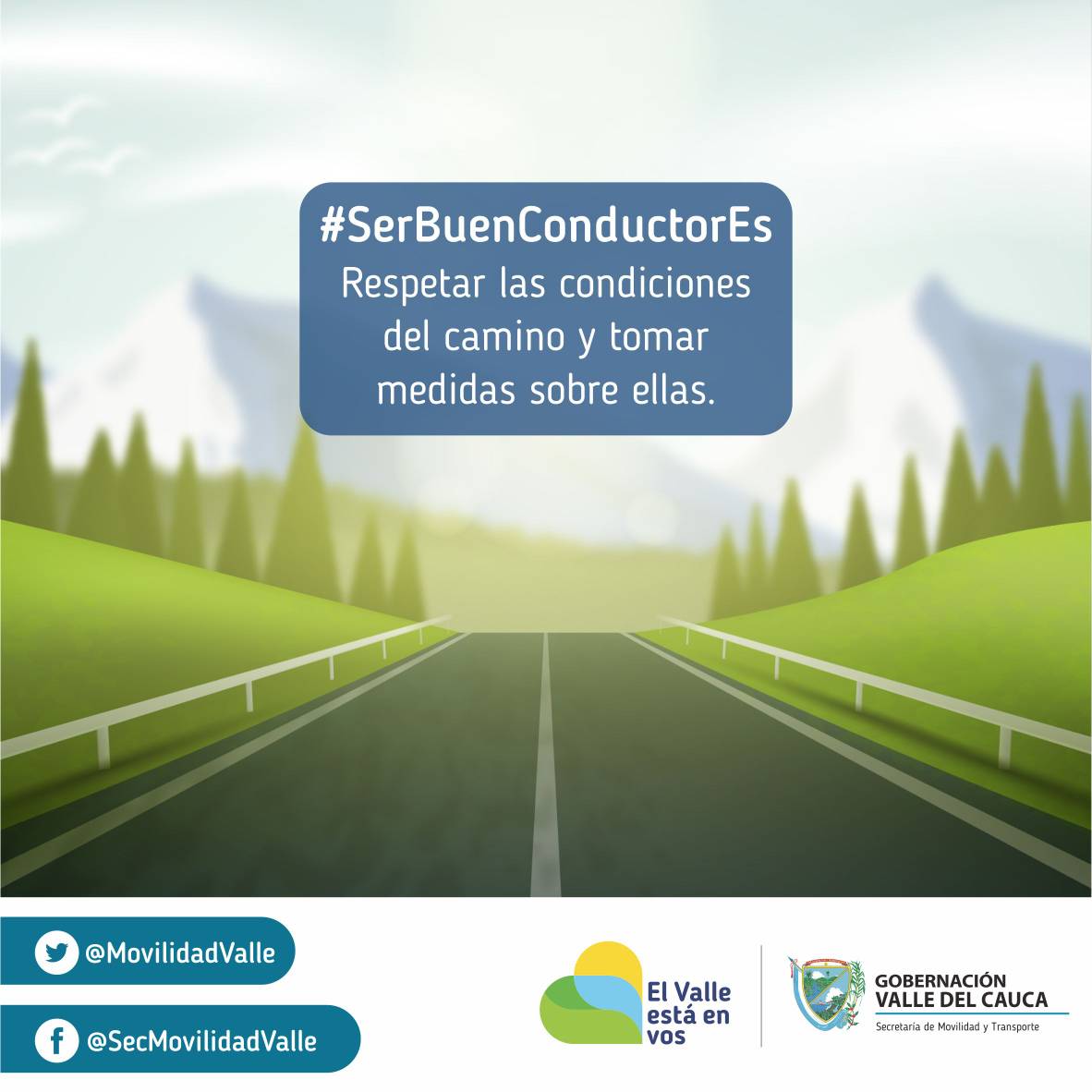 MovilidadValle's tweet image. #SerBuenConductorEs Respetar las condiciones del camino y tomar medidas sobre ellas. #MovilidadParaElValle