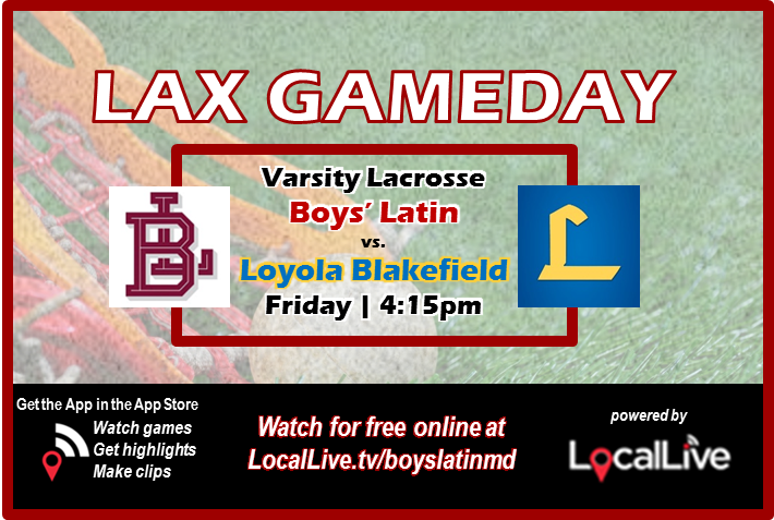 locallivenet's tweet photo. GAMEDAY! Boys' Latin and Loyola Blakefield are set for a varsity boys' lacrosse tilt today at 4:15pm. If you can't make it to campus, watch the game for free, online at https://t.co/zgPUf3vhaP 
Get the LocalLive app: https://t.co/hSPCCfBSMp @BoysLatinLax @LoyolaLacrosse https://t.co/lS4FY3j7Da